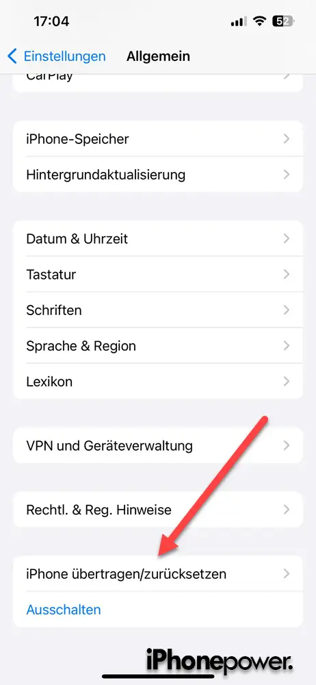 iPhone übertragen Zurücksetzen